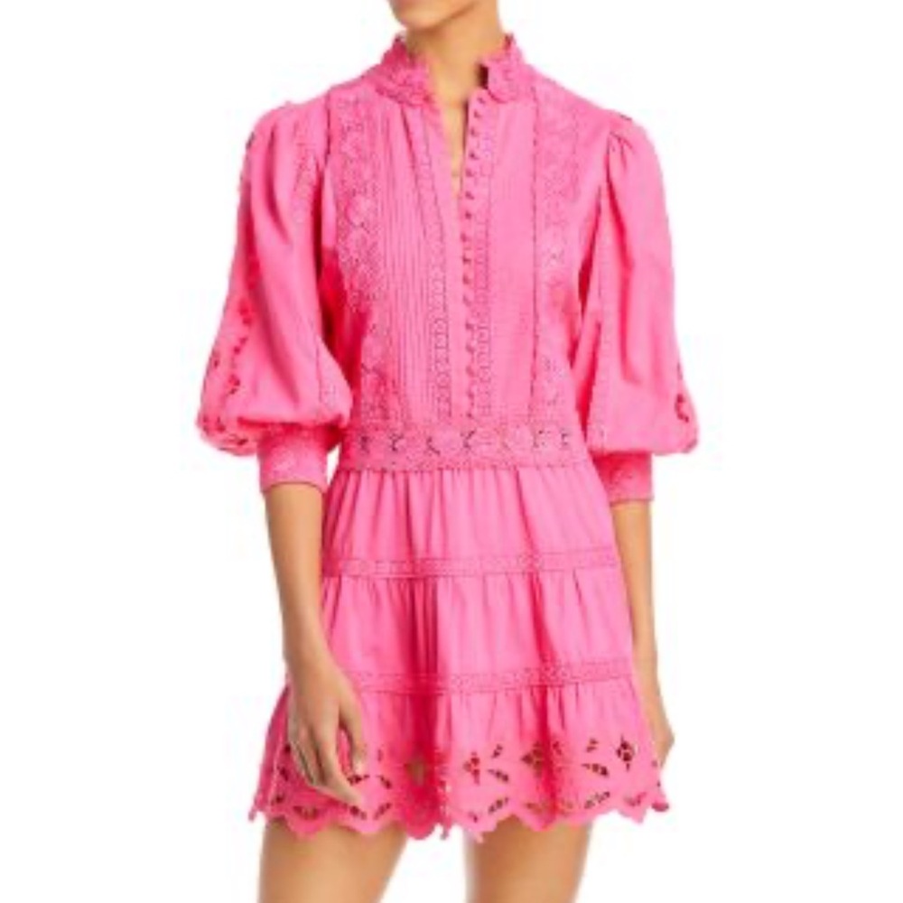 Alice & Olivia Clark tiered minidress in French rose size 6